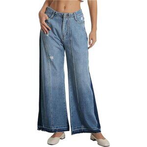 Women's Mid Rise Wide Leg Jeans Casual Baggy Wide Leg Flared Jeans Trendy